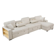 Home Elegance Pompano Beige Sectional with Right Chaise and Pull Out Bed