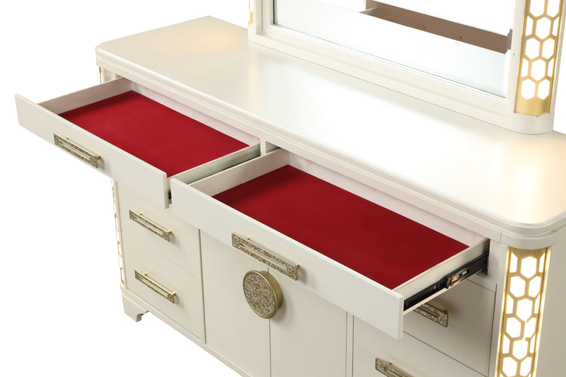 Galaxy Home Jasmine Beige Dresser and Mirror