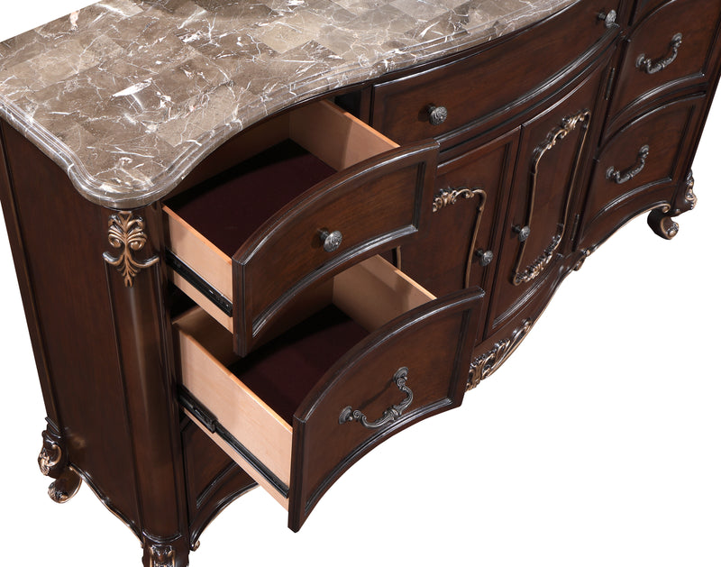New Classic Furniture Constantine Cherry Dresser with Marble Top