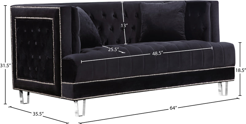 Meridian Furniture Lucas Black Velvet Loveseat