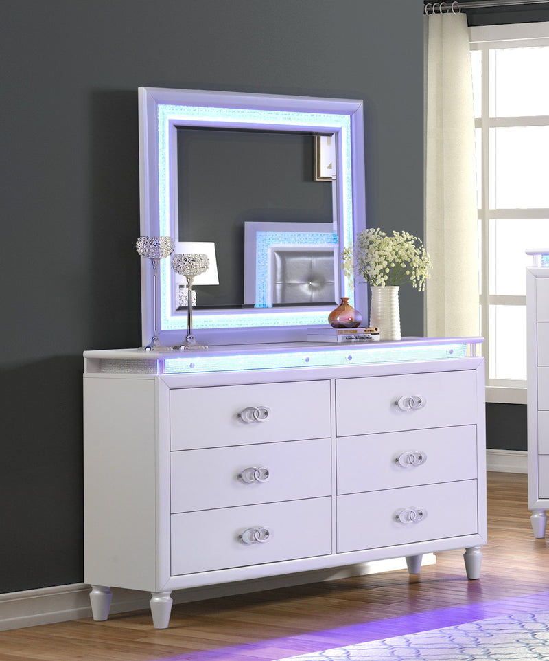 Galaxy Home Passion Milky White Dresser and Mirror