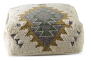 Steve Silver Lyssa Tan Sand Jacquard Fabric Printed Pouf