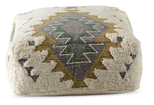 Steve Silver Lyssa Tan Sand Jacquard Fabric Printed Pouf
