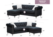 Glory Furniture Raisa Gray Velvet Sofa Chaise