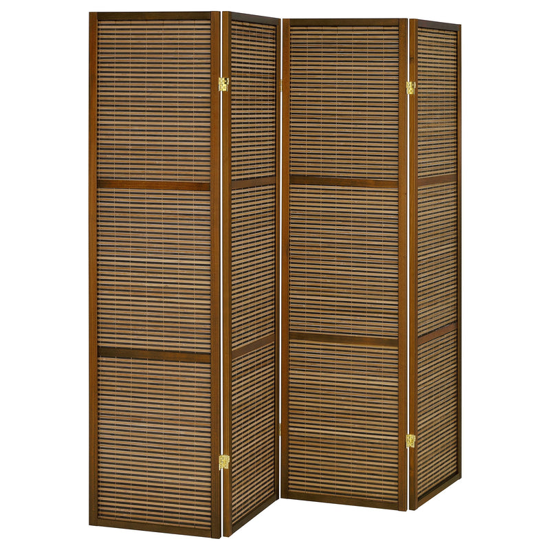 Coaster Furniture Browning Walnut Brown 4 Panel Room Divider Folding Screen