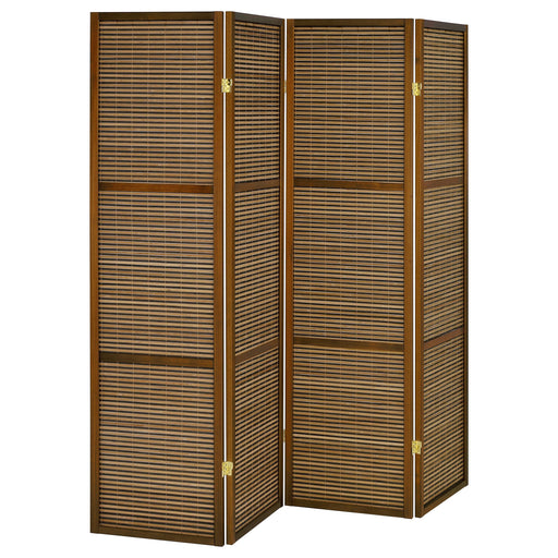 Coaster Furniture Browning Walnut Brown 4 Panel Room Divider Folding Screen