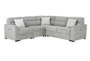 Global Furniture U9401 Nickel Sectional with 3 Pillows and Ottoman