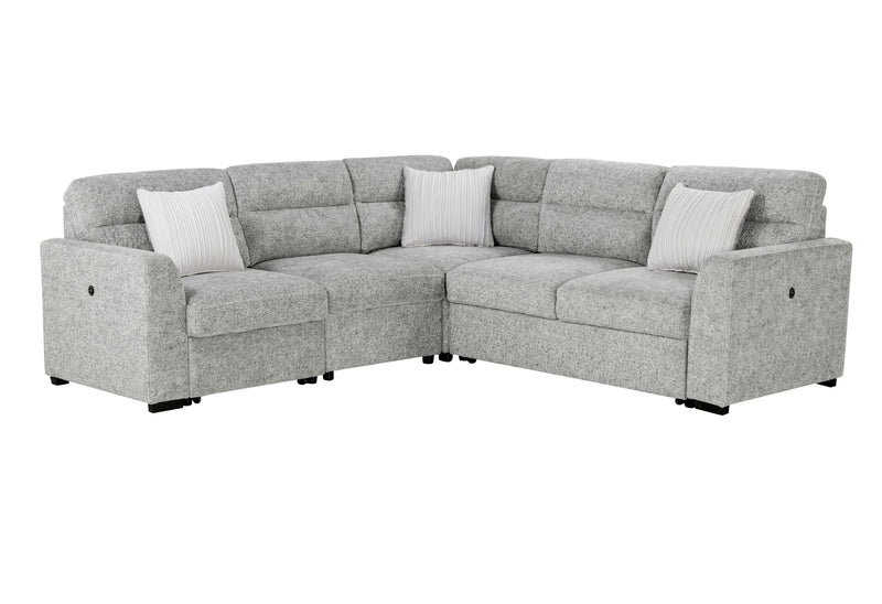 Global Furniture U9401 Nickel Sectional with 3 Pillows and Ottoman