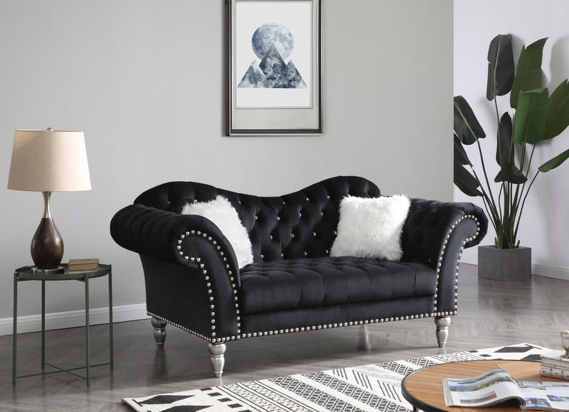 Glory Furniture Wilshire Black Velvet Loveseat