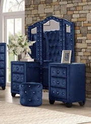 Galaxy Home Sophia Blue 4pc Vanity Bedroom Set with King Bed