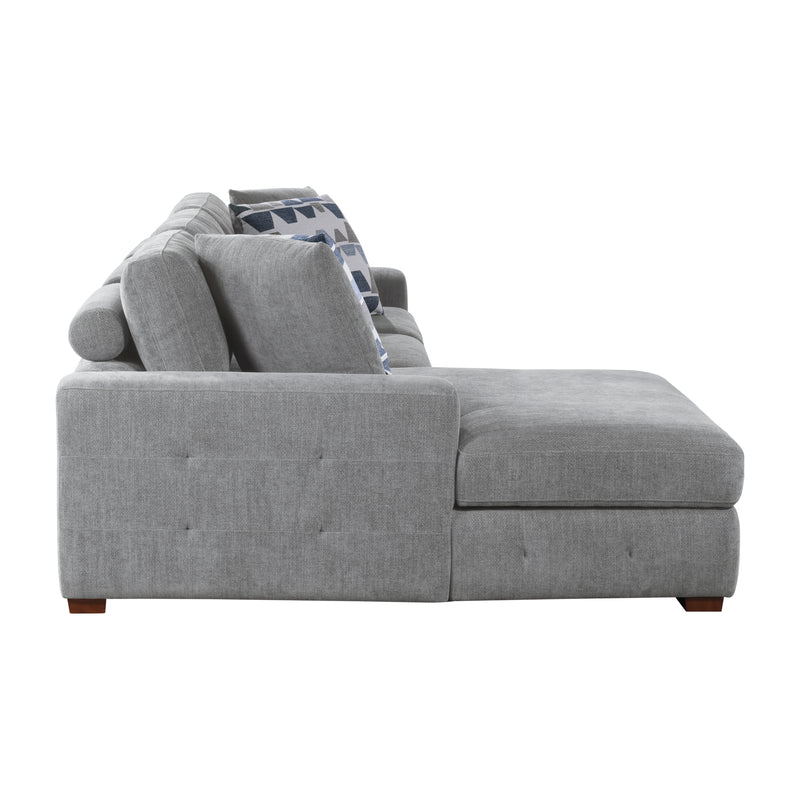 Home Elegance Raife Gray 3pc Sectional with Left Chaise and Ottoman