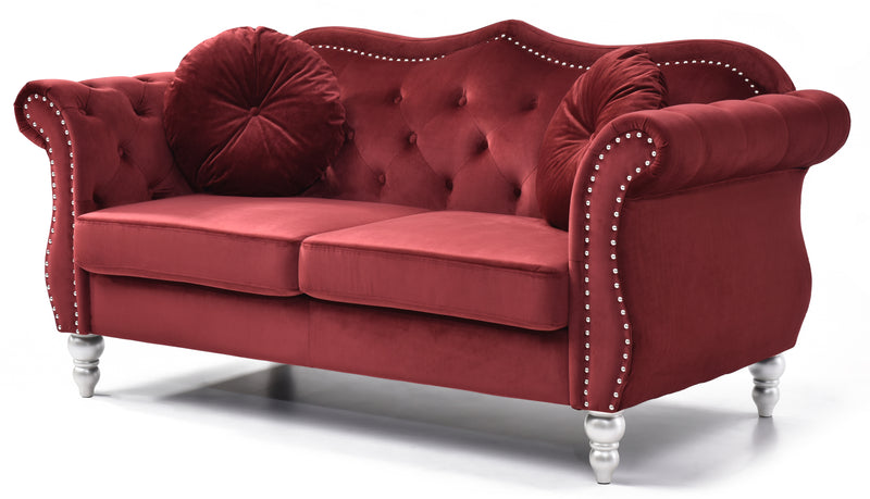 Glory Furniture Hollywood Burgundy Velvet Fabric Loveseat