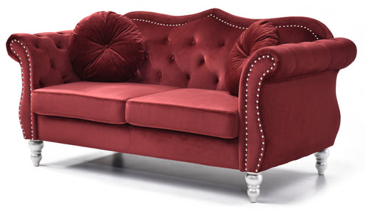 Glory Furniture Hollywood Burgundy Velvet Fabric Loveseat