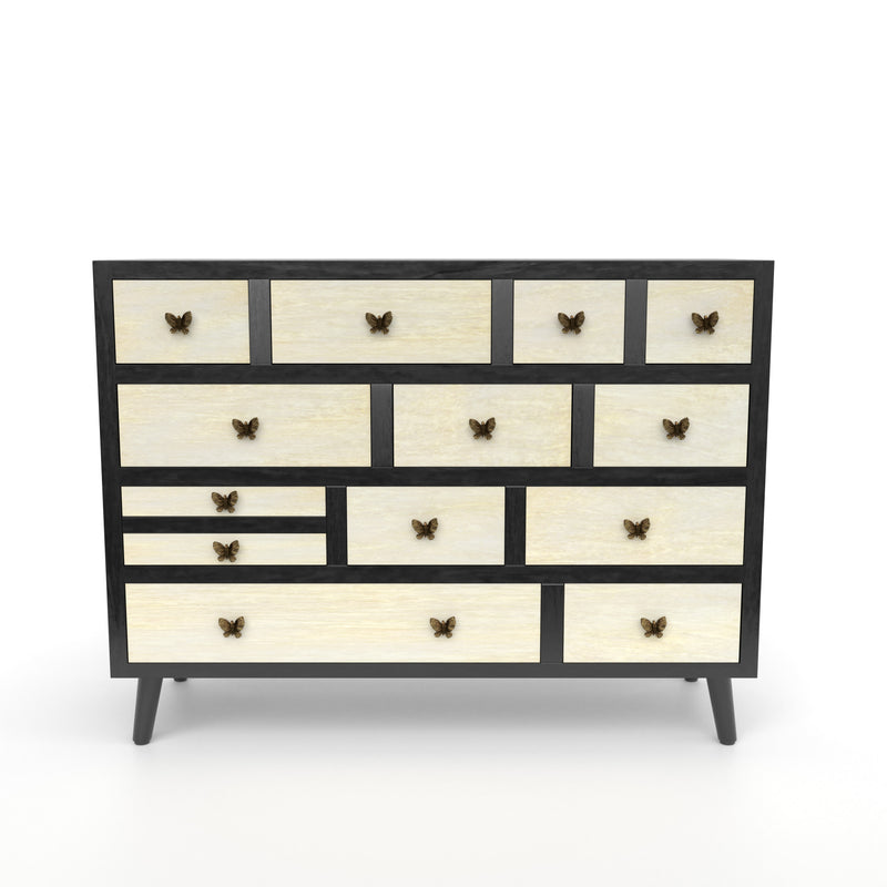 Steve Silver Papillon Ivory Ebony 13 Drawers Sideboard
