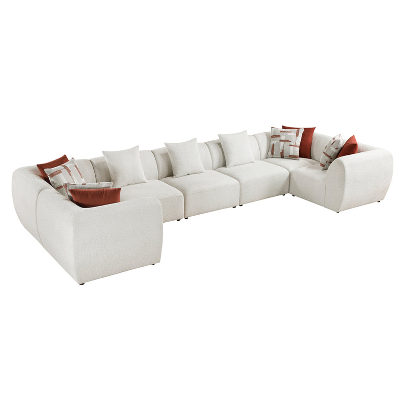 Home Elegance Franz Beige Fabric 7pc Modular Sectional