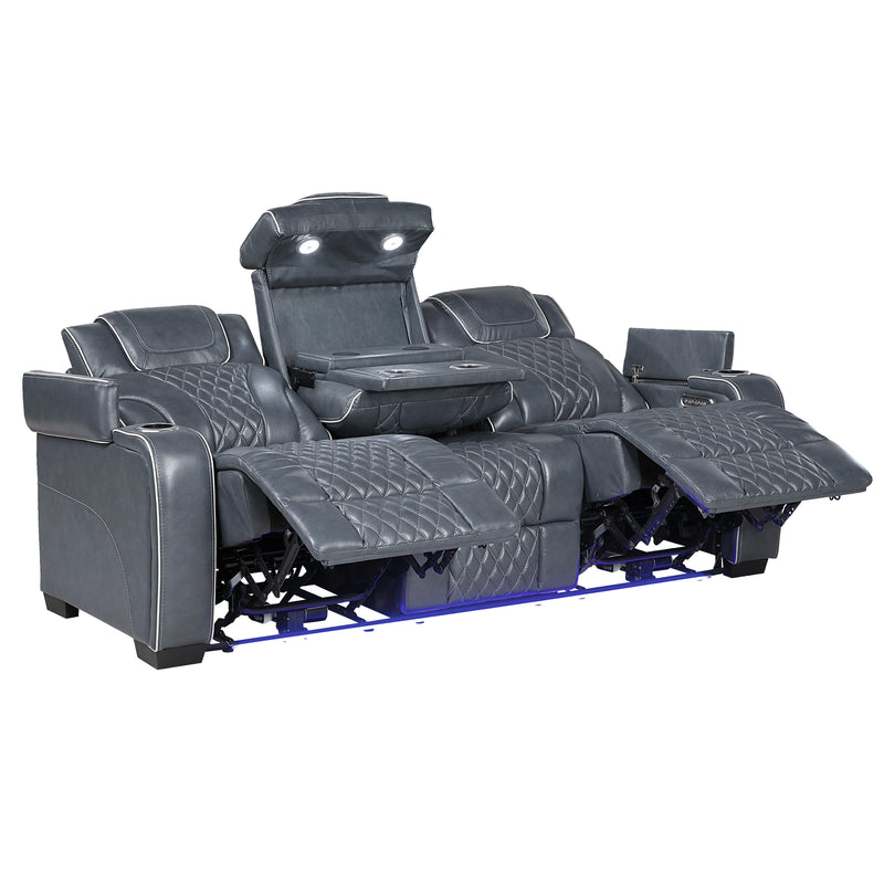 Home Elegance Apex Gray Power Double Reclining Sofa With Headrests