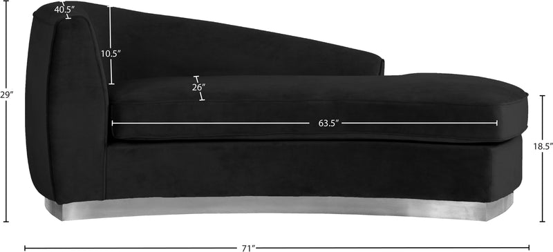 Meridian Furniture Julian Black Velvet Chrome Chaise