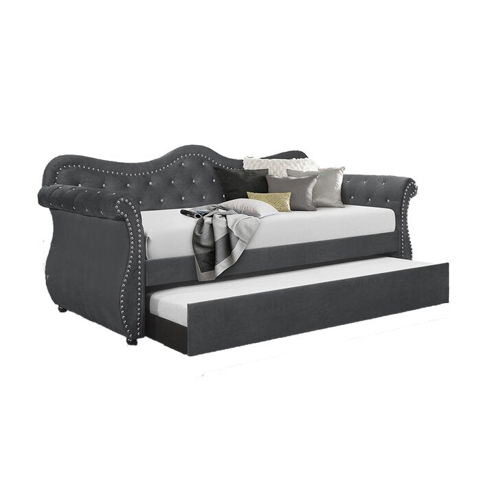 Galaxy Home Abby Pink Velvet Trundle Daybed