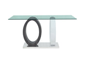 Global Furniture D1628 Clear Dark Grey White Dining Table