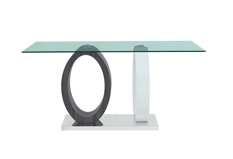 Global Furniture D1628 Clear Dark Grey White Dining Table