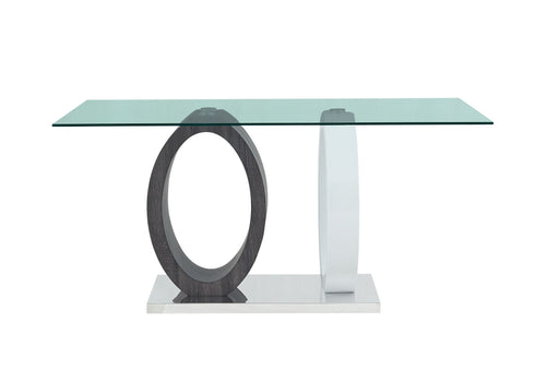 Global Furniture D1628 Clear Dark Grey White Dining Table