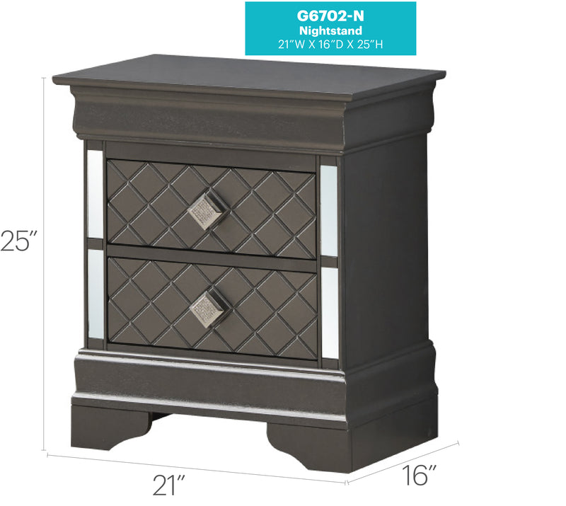 Glory Furniture Verona Silver Champagne Nightstand