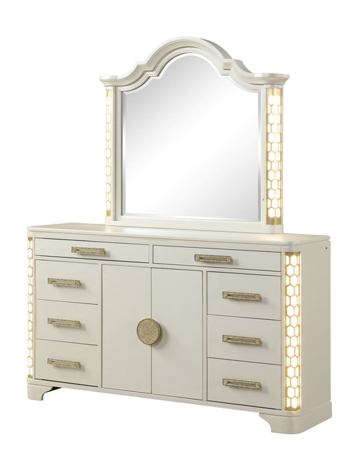 Galaxy Home Jasmine Beige Wood Mirror