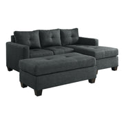Home Elegance Phelps Dark Gray 2pc Reversible Sofa Chaise With Ottoman