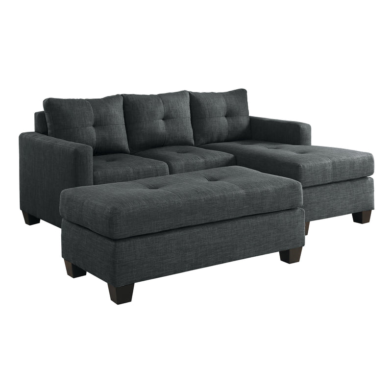 Home Elegance Phelps Dark Gray 2pc Reversible Sofa Chaise With Ottoman