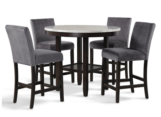 New Classic Furniture Celeste Black Gray 5pc Round Counter Height Set