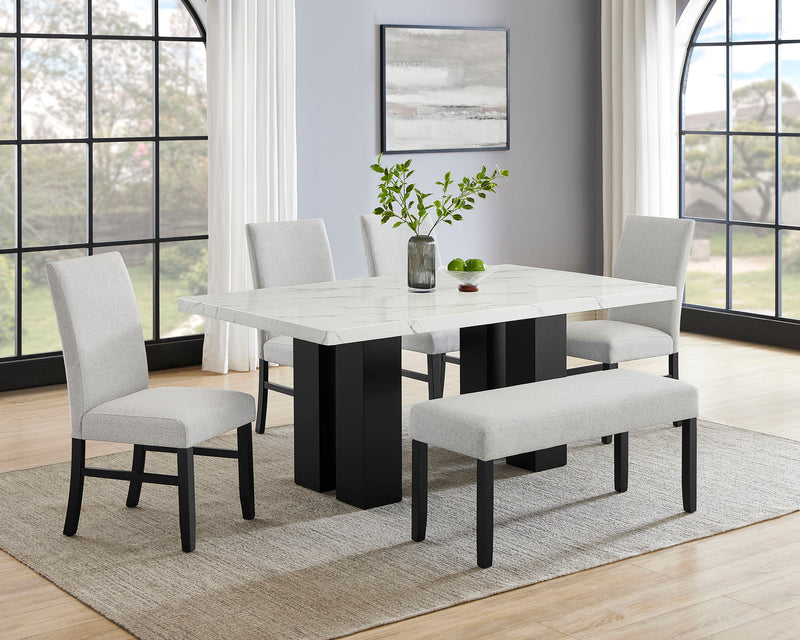 Crown Mark Parkside Black White Dove 6pc Dining Room Set