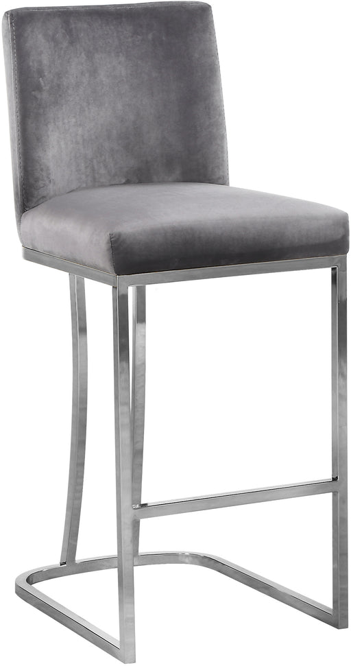 Meridian Furniture Heidi Grey Velvet Chrome Counter Height Stool