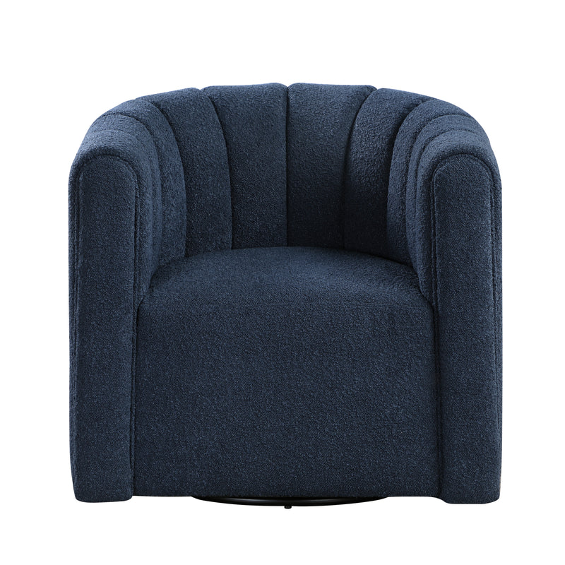 Home Elegance Delaney Blue Swivel Chair with Ottoman