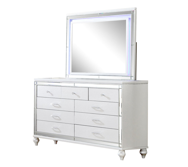 Galaxy Home Sterling White Dresser and Mirror