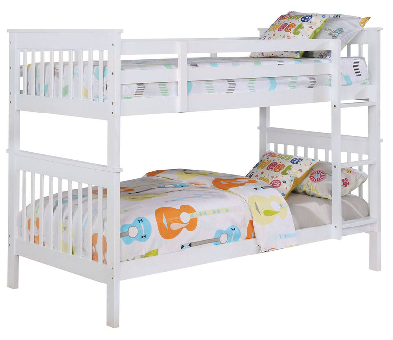 Coaster Furniture Chapman White Twin Over Twin Trundle Bunk Bed