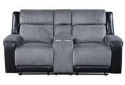 Global Furniture U5914 Black Grey Console Reclining Loveseat