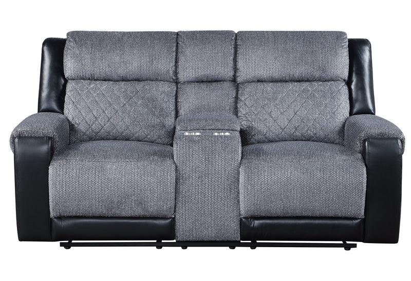 Global Furniture U5914 Black Grey Console Reclining Loveseat
