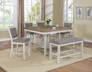 Crown Mark Fulton White Grey Counter Height Bench