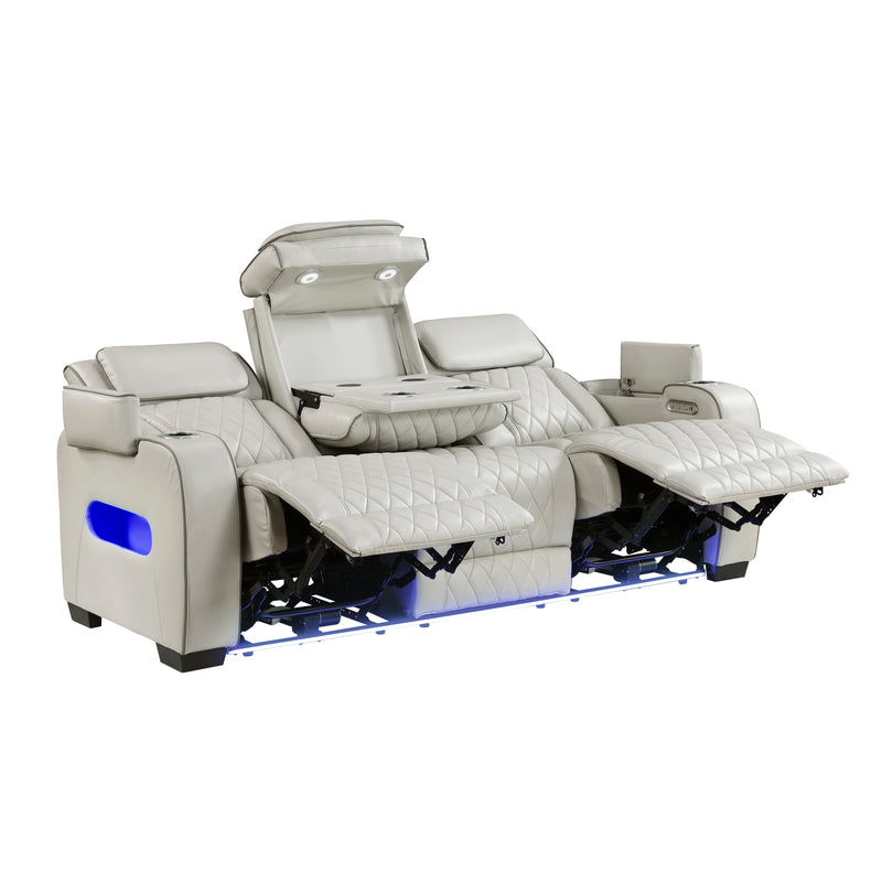 Home Elegance Fairway Black Power Double Reclining Sofa with Drop Down Cup Holders