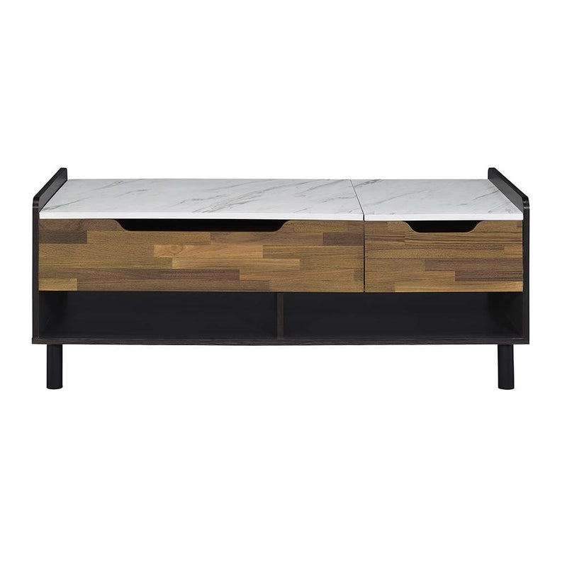 Acme Furniture Axel White Walnut Black Lift Top Coffee Table