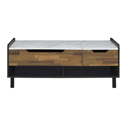 Acme Furniture Axel White Walnut Black Lift Top Coffee Table