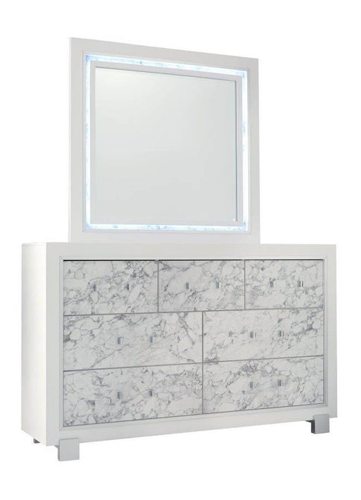 Global Furniture Santorini White Dresser and Mirror