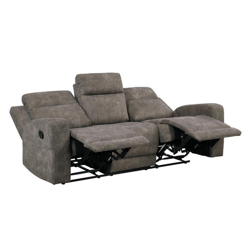 Home Elegance Muncie Brown Gray Double Reclining Sofa