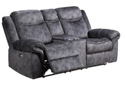 Global Furniture U2200 Granite Power Console Reclining Loveseat with Power Switch