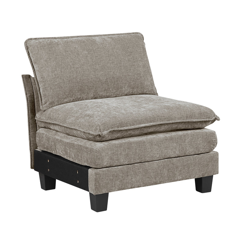 Home Elegance Dublin Taupe 5pc Modular Sectional with Ottoman