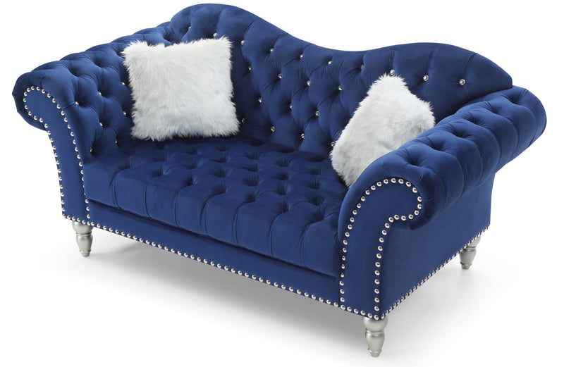 Glory Furniture Wilshire Blue Velvet Loveseat