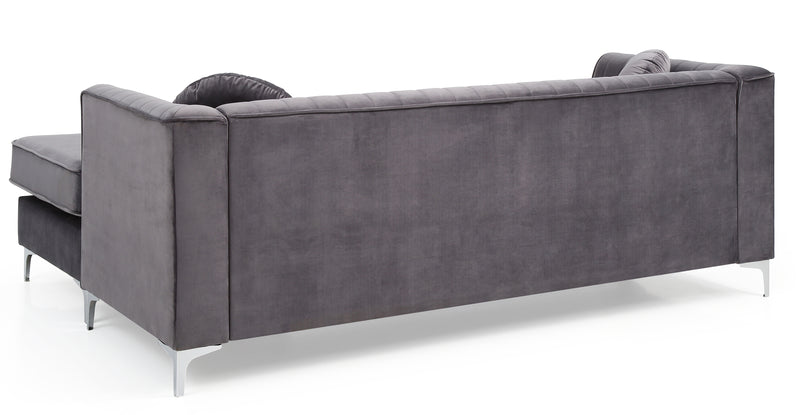 Glory Furniture Delray Navy Blue Velvet Microsuede Sofa Chaise