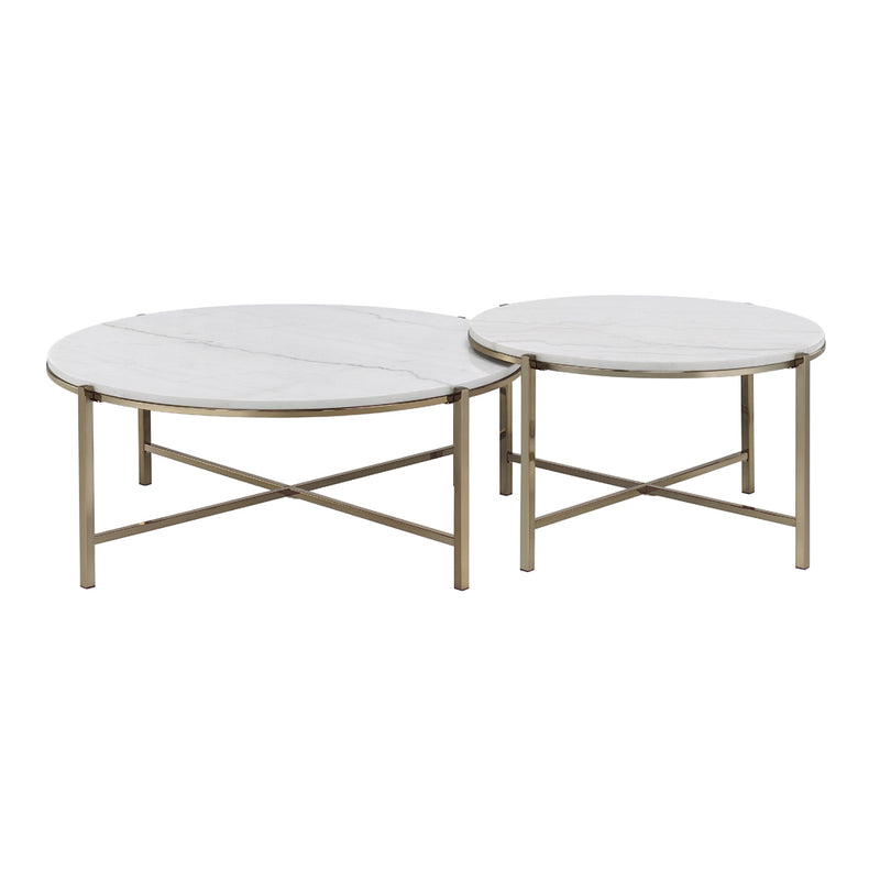 Acme Furniture Zaidee Natural Nickel Round Nesting Table Set