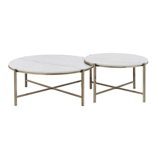Acme Furniture Zaidee Natural Nickel Round Nesting Table Set