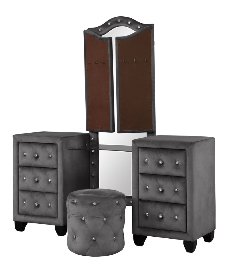 Galaxy Home Sophia Black Upholstery Vanity Set